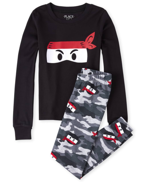 Boys Glow Ninja Snug Fit Cotton Pajamas