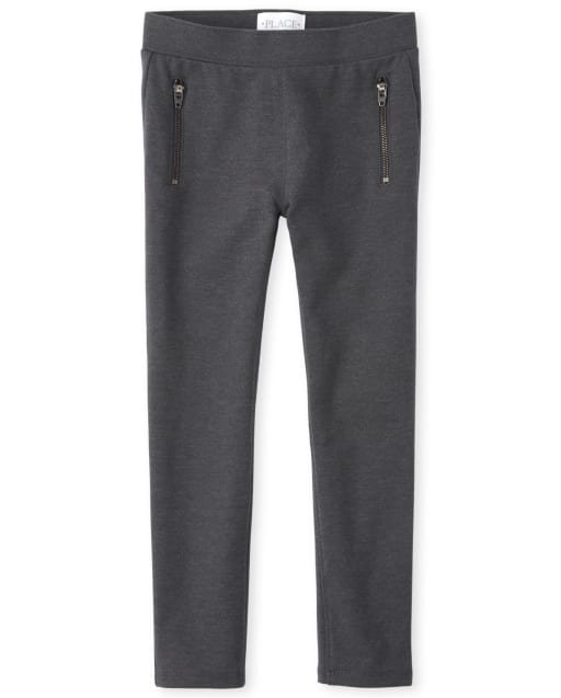 Girls Zip French Terry Pull On Jeggings