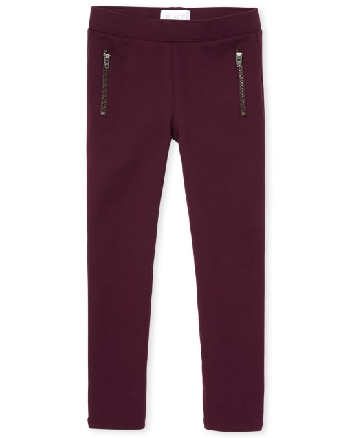 Girls Zip Ponte Knit Pull On Jeggings