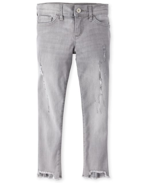 Girls Frayed Step Hem Denim Super Skinny Jeans