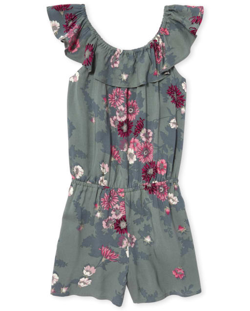 Girls Floral Ruffle Romper