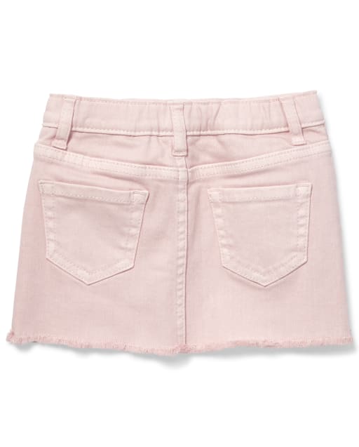 baby pink denim skirt