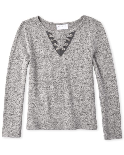 Haut pull léger à lacets pour fille