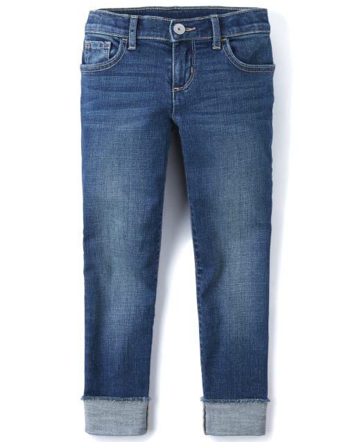 Girls Roll Cuff Super Skinny Jeans