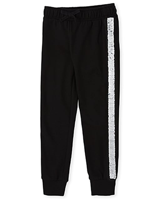 black jogging pants with white stripe