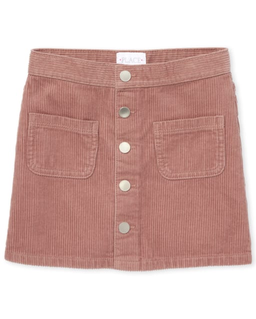 Girls Button Corduroy Skirt