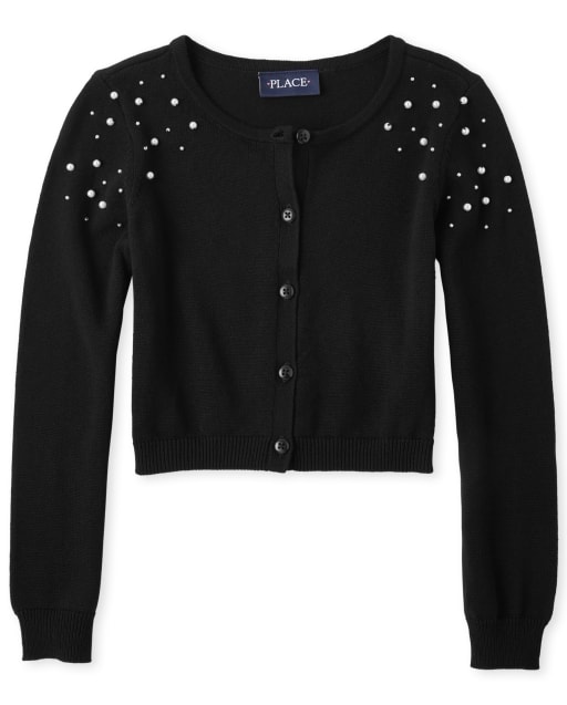 Girls Faux Pearl Cardigan