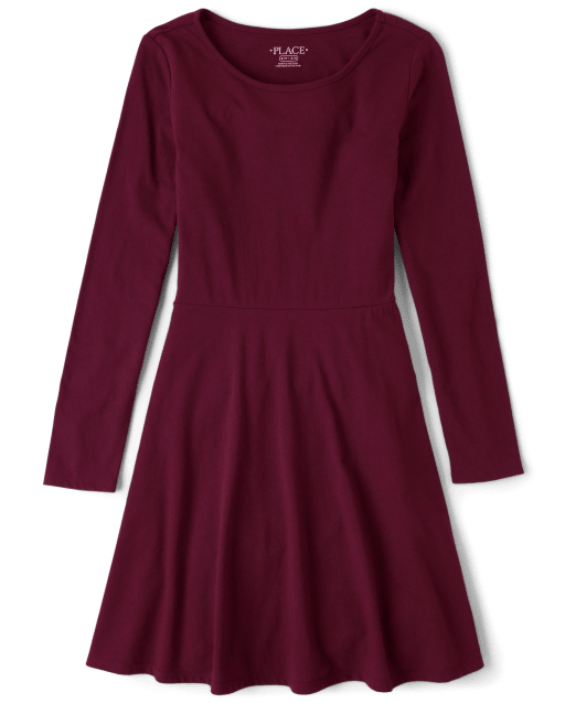 girls long sleeve skater dress