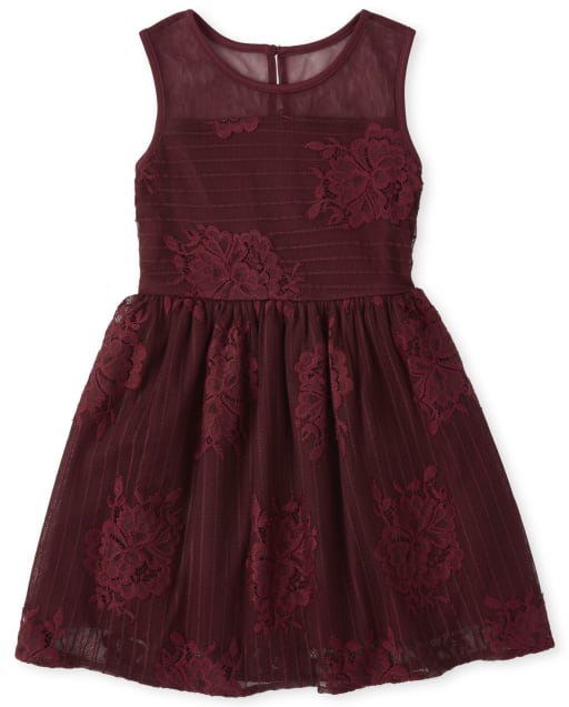 Girls Floral Lace Dress