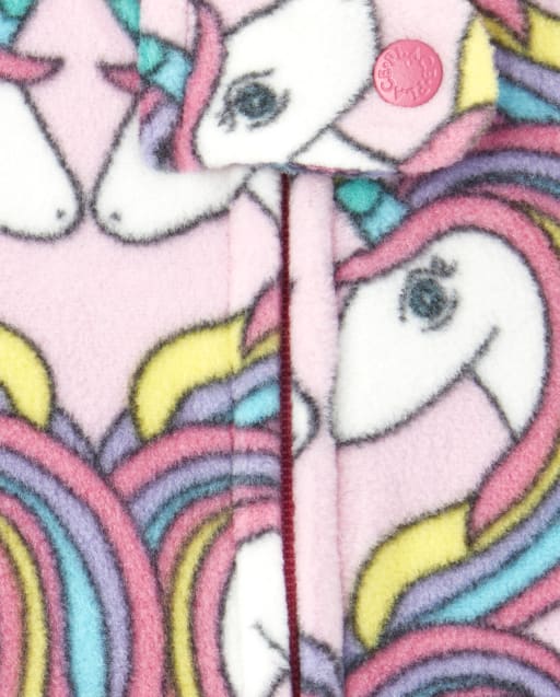 Baby And Toddler Girls Long Sleeve Unicorn Fleece Footed One Piece