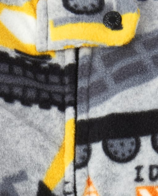 The Childrens Place Boys Baby and Toddler Construction Fleece One Piece Pajamas