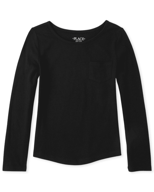 Camiseta básica a capas con bolsillo para niñas