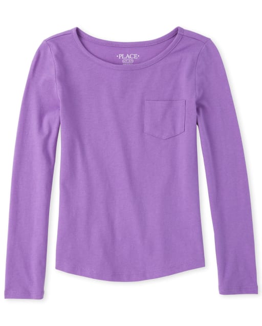 Camiseta básica a capas con bolsillo para niñas