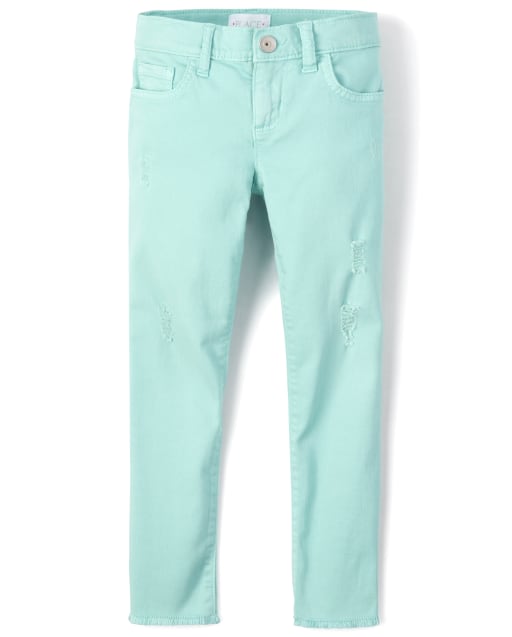 Girls Frayed Hem Denim Super Skinny Jeans