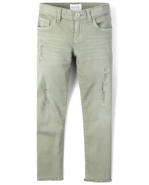 Girls Frayed Hem Denim Super Skinny Jeans