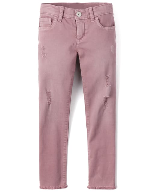 Girls Frayed Hem Denim Super Skinny Jeans