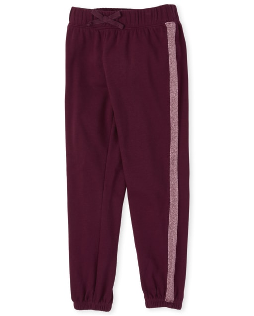Girls Active Glitter Side Stripe French Terry Jogger Pants