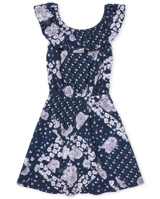 Girls Print Ruffle Dress