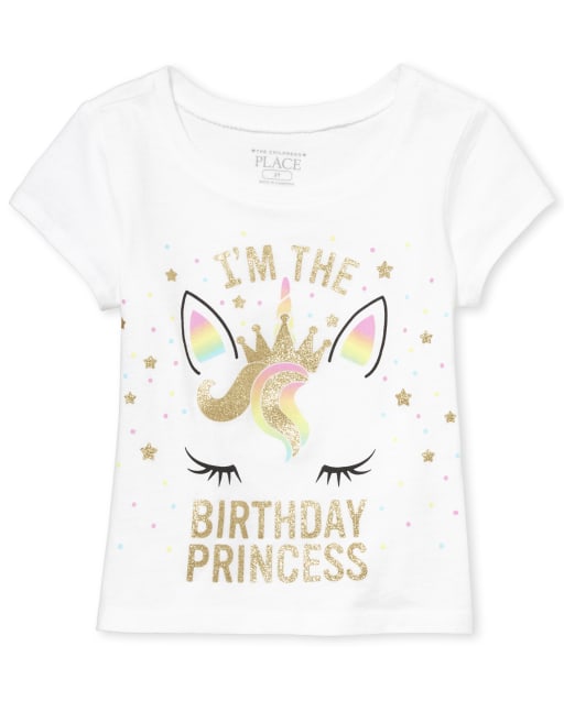 Baby And Toddler Girls Glitter Birthday Unicorn Graphic Tee