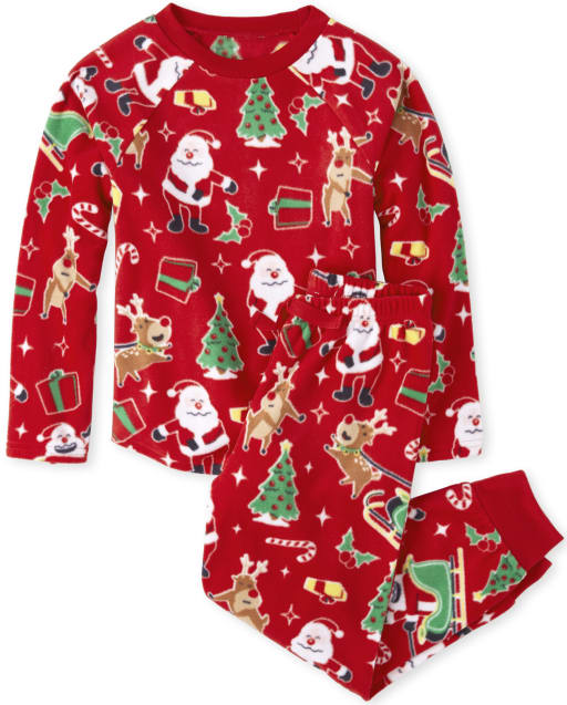 Unisex Kids Matching Family Christmas Long Sleeve Dear Santa Print Fleece Pajamas