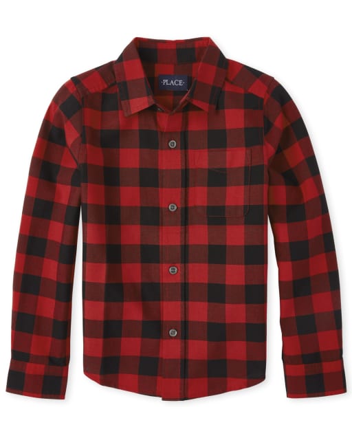 Chemise boutonnée assortie Oxford à carreaux Buffalo pour garçon