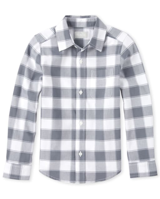 Camisa Oxford con botones a cuadros para niños