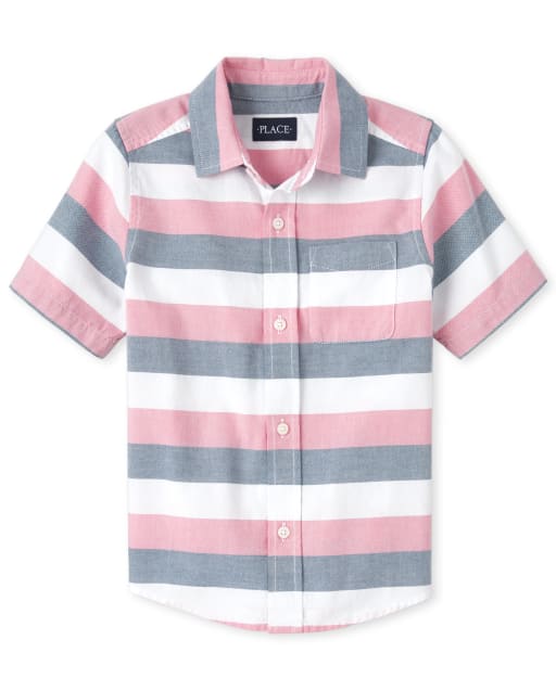 Camisa Oxford a rayas con botones a juego para niños