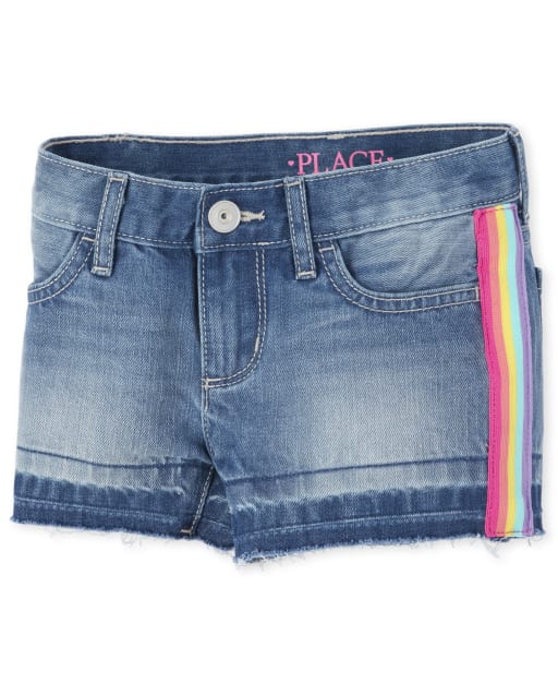 denim shorts with stripe down side