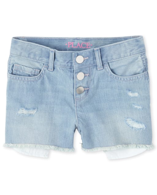 Shorts cortos de mezclilla con botones para niñas