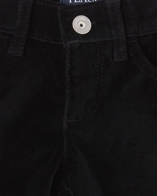 girls black velvet pants