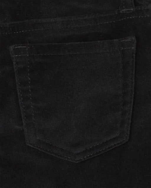 girls black velvet pants