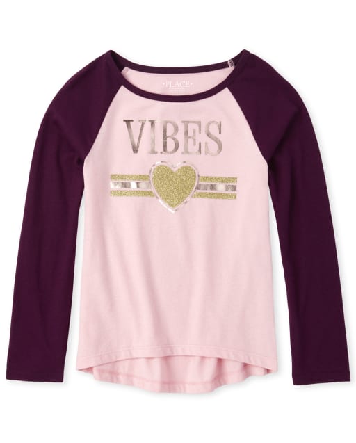 Girls Embellished Raglan Top