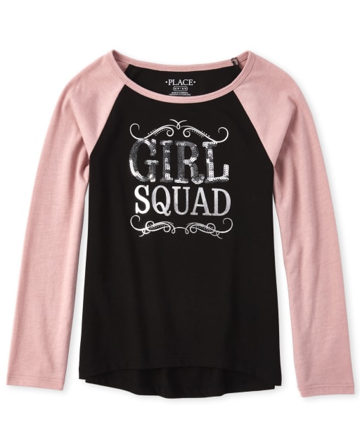 Girls Embellished Raglan Top