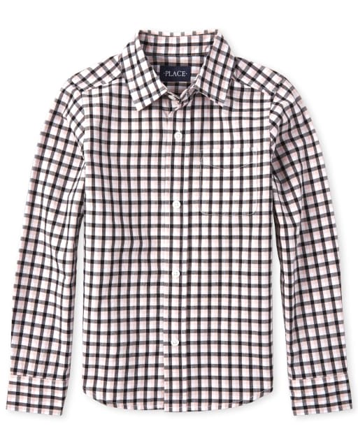 Camisa con botones a juego de popelina a cuadros para niños