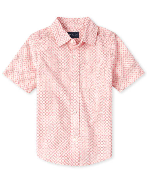 Camisa con botones de popelín con diseño de rombos para niños