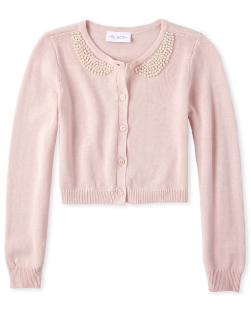 Girls Faux Pearl Cardigan