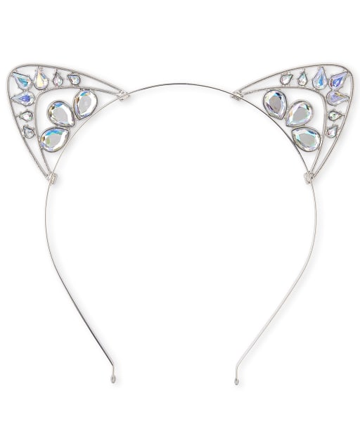 Girls Jeweled Cat Ears Metal Headband