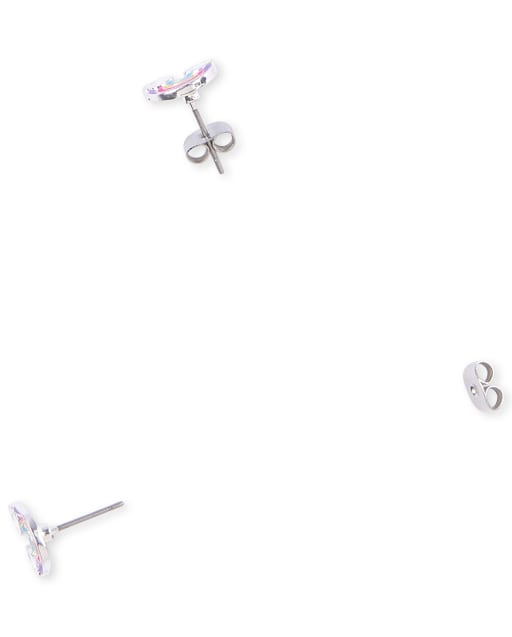 Girls Rhinestud Rainbow Unicorn Necklace And Earrings 2 Piece Set