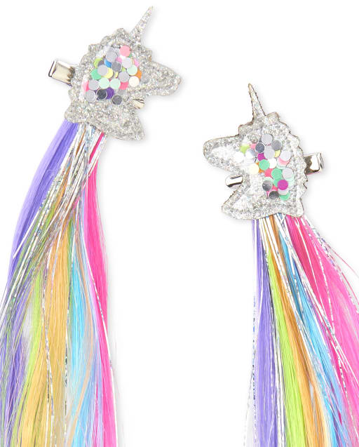 Girls Confetti Shaker Unicorn Hair Clip 2 Pack
