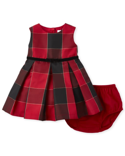 The Childrens Place Girls Baby and Toddler Buffalo Plaid Skater Dress