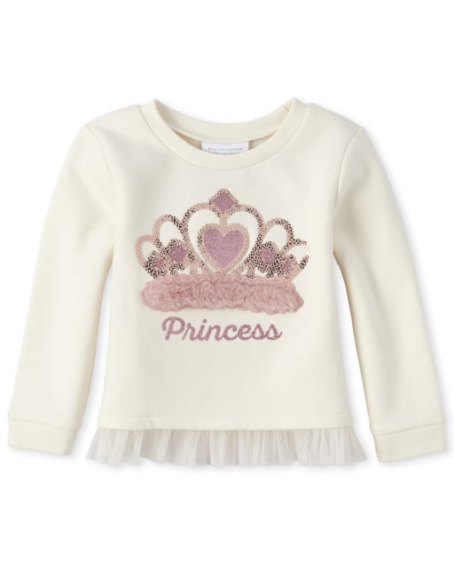 Baby And Toddler Girls Embellished French Terry Peplum Sweatshirt