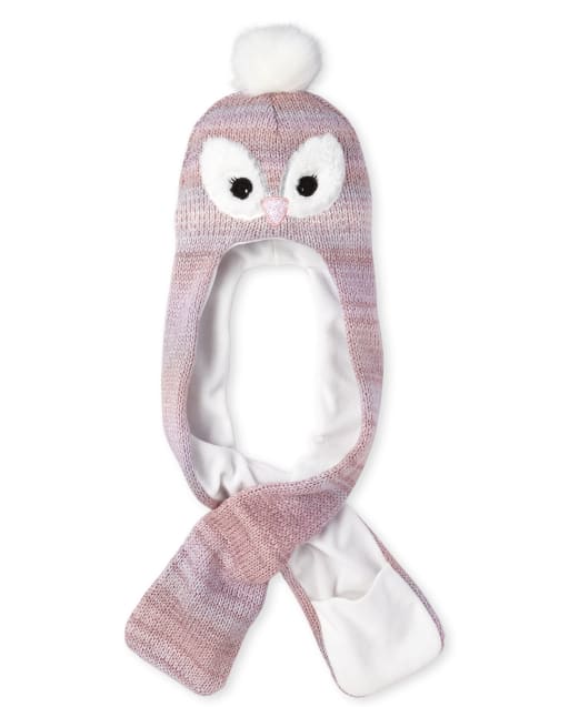 Girls Glitter Owl Hat Scarf