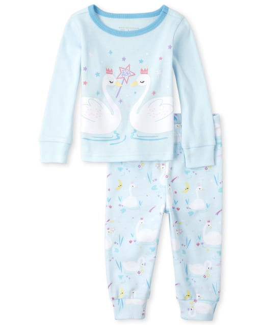 Baby And Toddler Girls Swan Snug Fit Cotton Pajamas