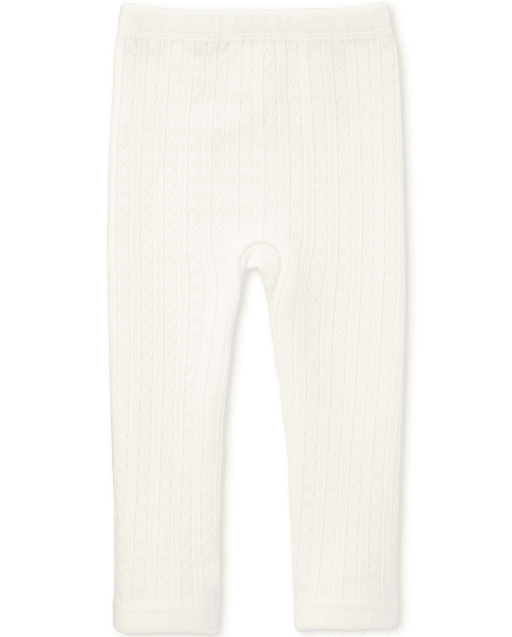 Toddler Girls Cable Knit Fleece Lined Leggings