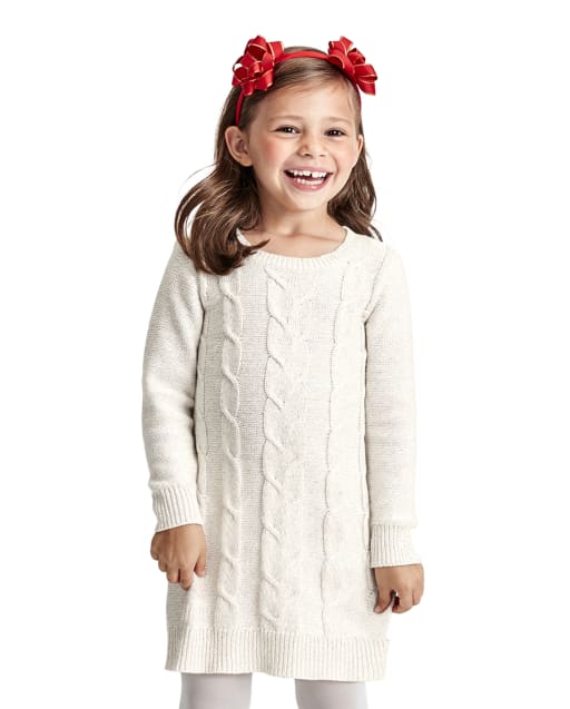 baby girl cable knit sweater dress