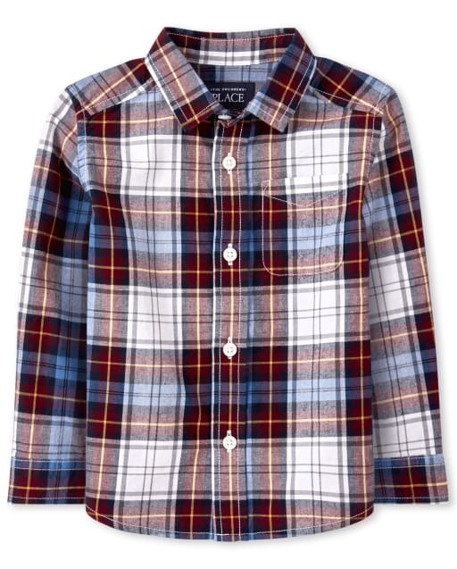 Baby And Toddler Boys Plaid Poplin Matching Button Down Shirt