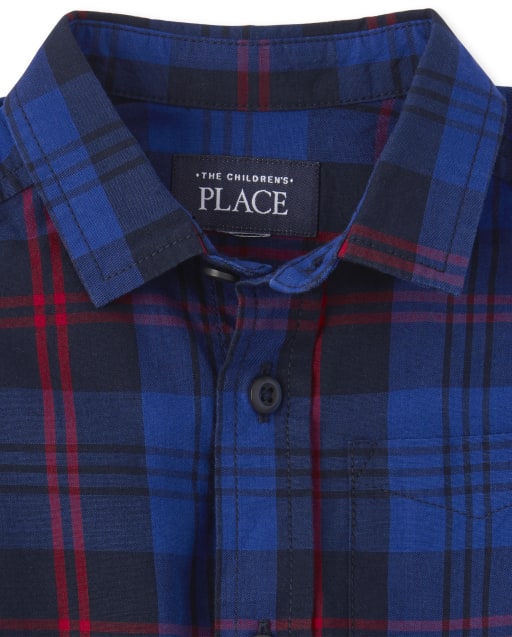 The Childrens Place Baby Boys Toddler Plaid Poplin Button Down Shirt