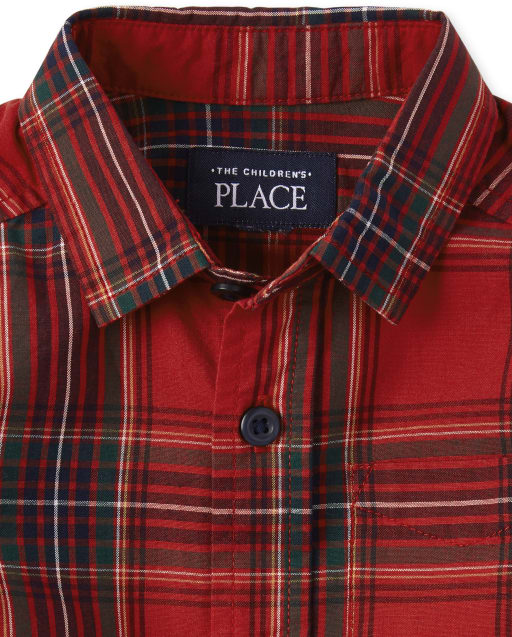 The Childrens Place Baby Boys Toddler Plaid Poplin Button Down Shirt