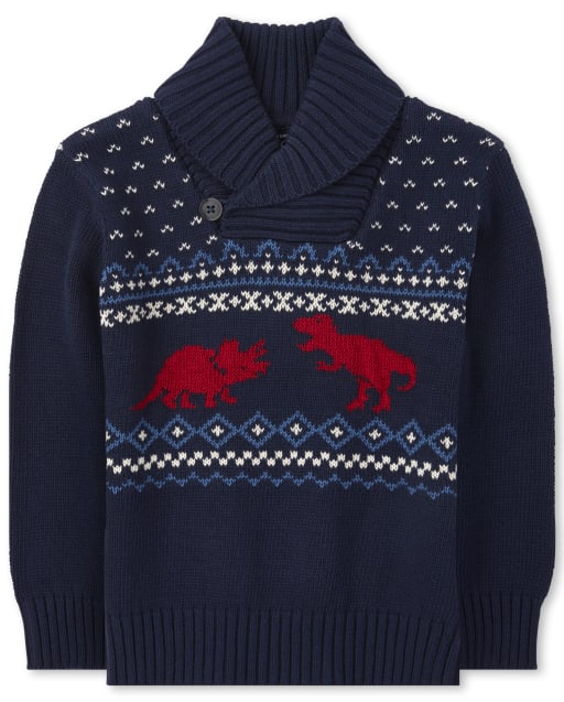 dinosaur fair isle sweater