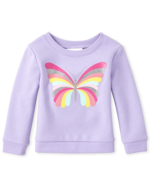 Sudadera de felpa francesa con purpurina para bebés y niñas pequeñas